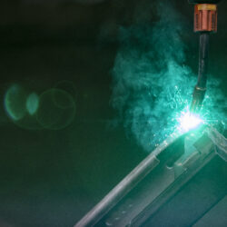 Welding robot close-up with great light colours