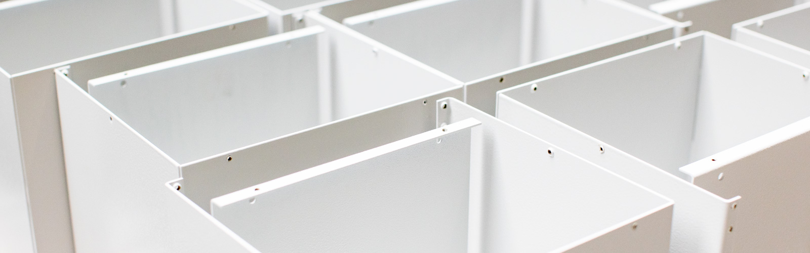 White coated, finished sheet metal parts for delivery